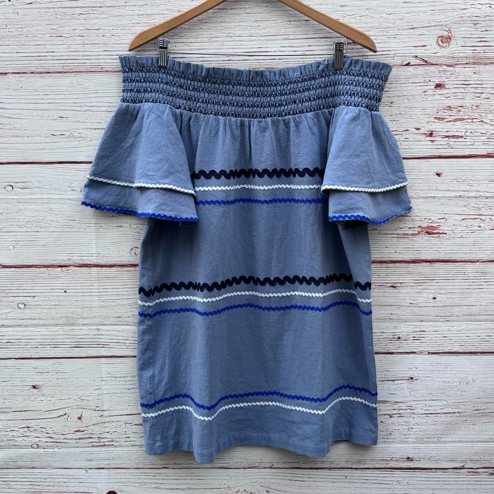 NWT Mud Pie Finnegan Ric Rac Dress in Stonewash Blue Sz L - Picture 3 of 16